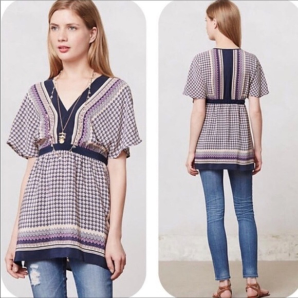 Anthropologie Tops - Anthropologie Meadow Rue Silk Print Scarf Top